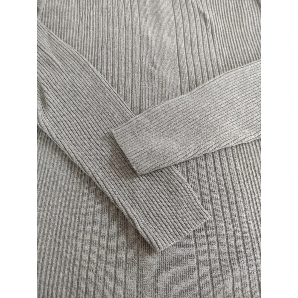 John Henry Crew Neck Grey Rib Knit Sweater Sz M Russia Vintage Fitted Minimalist